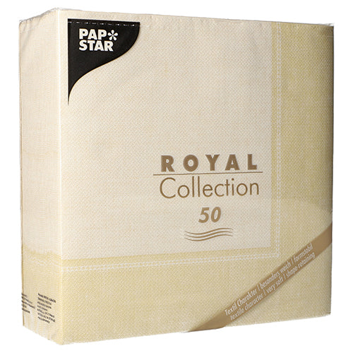 50 Servietten "ROYAL Collection" 1/4-Falz 40 cm x 40 cm champagner "Linum"