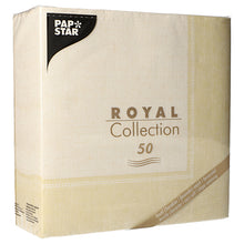 Lade das Bild in den Galerie-Viewer, 50 Servietten &quot;ROYAL Collection&quot; 1/4-Falz 40 cm x 40 cm champagner &quot;Linum&quot;
