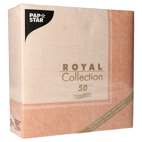 50 Servietten "ROYAL Collection" 1/4-Falz 40 cm x 40 cm terracotta "Linum"