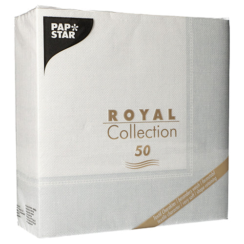 50 Servietten "ROYAL Collection" 1/4-Falz 40 cm x 40 cm weiss "Linum"