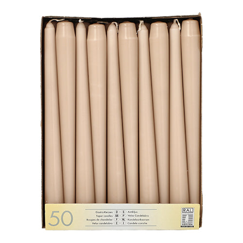 50 Leuchterkerzen Ø 2,2 cm · 25 cm puder