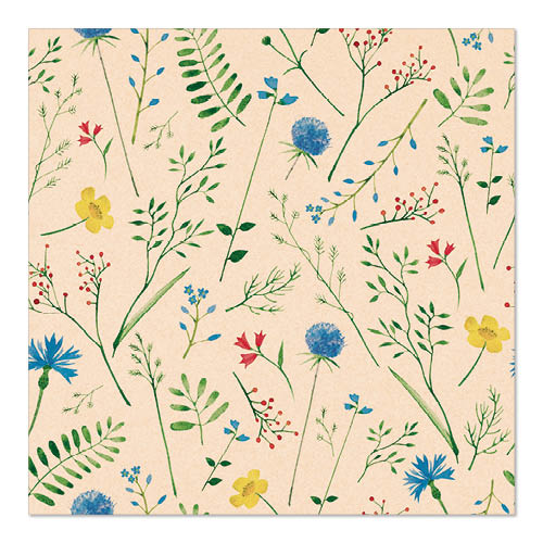 20 Servietten, 3-lagig 1/4-Falz 33 cm x 33 cm natur "Sommaräng" aus recyceltem Papier
