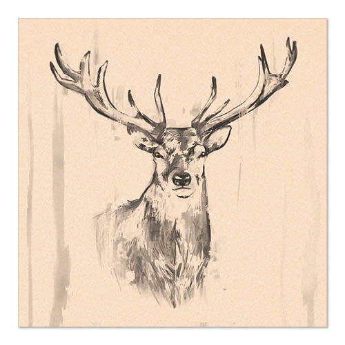 20 Servietten, 3-lagig 1/4-Falz 33 cm x 33 cm natur "Deer" aus recyceltem Papier