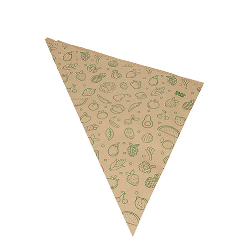 1000 Spitztüten, Kraftpapier 48 cm x 34 cm x 34 cm braun "Fruits & Vegs" Füllinhalt 1000 g
