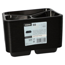 Lade das Bild in den Galerie-Viewer, 50 Mikrowellenschalen, PP 3-geteilt 765 ml 3,2 cm x 22,7 cm x 17,8 cm schwarz
