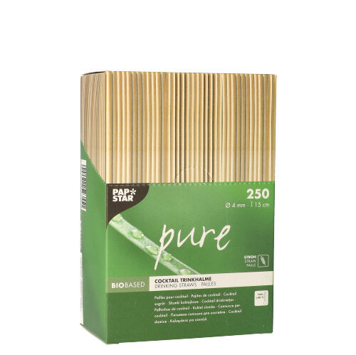 250 Cocktail Trinkhalme, Stroh "pure" Ø 4 mm · 15 cm