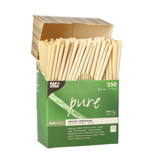 250 Cocktail Trinkhalme, Stroh "pure" Ø 4 mm · 15 cm