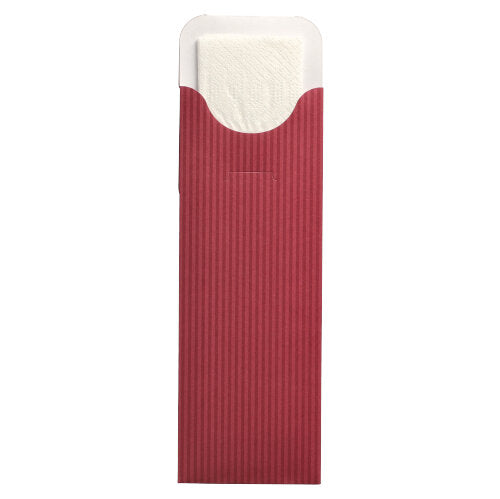 500 Bestecktaschen 23,5 cm x 7,3 cm bordeaux "Lines" inkl. weißer Serviette 40 x 40 cm 2-lag.