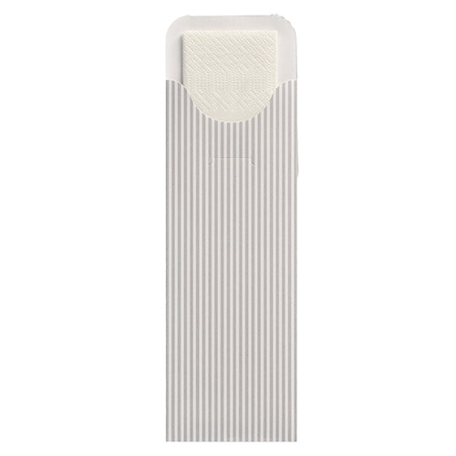 500 Bestecktaschen 23,5 cm x 7,3 cm weiss "Lines" inkl. weißer Serviette 40 x 40 cm 2-lag.