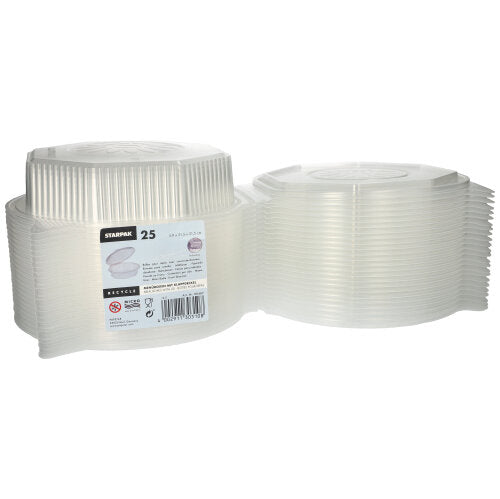 25 Menüboxen mit Klappdeckeln, PP ungeteilt 5,9 cm x 21,5 cm x 21,5 cm transparent 8-eckig