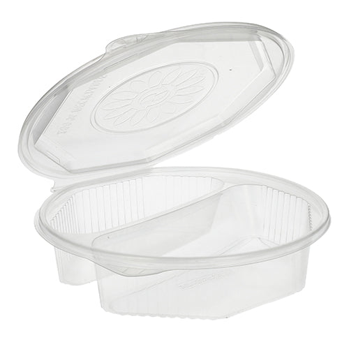 25 Menüboxen mit Klappdeckeln, PP 2-geteilt 5,9 cm x 21,5 cm x 21,5 cm transparent 8-eckig
