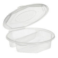 Lade das Bild in den Galerie-Viewer, 25 Menüboxen mit Klappdeckeln, PP 2-geteilt 5,9 cm x 21,5 cm x 21,5 cm transparent 8-eckig
