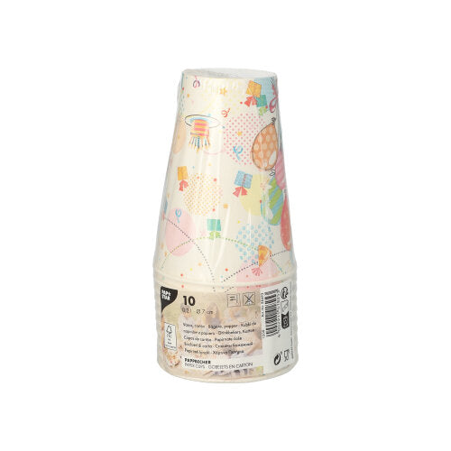 10 Trinkbecher, Pappe 0,2 l Ø 7 cm · 9,7 cm "Fete"