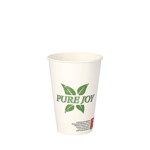 50 Trinkbecher, Pappe 0,2 l Ø 7,3 cm · 9,9 cm weiss "Pure Joy"