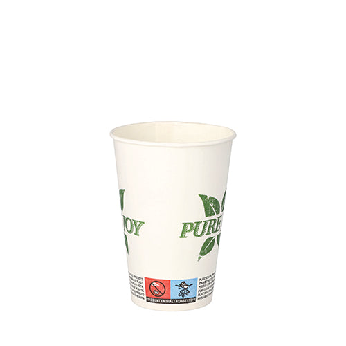 50 Trinkbecher, Pappe 0,2 l Ø 7,3 cm · 9,9 cm weiss "Pure Joy"