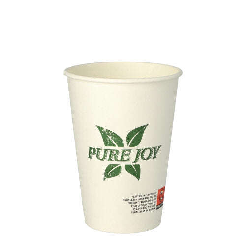 50 Trinkbecher, Pappe 0,25 l Ø 8 cm · 10,8 cm weiss "Pure Joy"