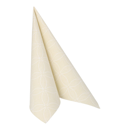50 Servietten "ROYAL Collection" 1/4-Falz 40 cm x 40 cm champagner "Circle Flowers"