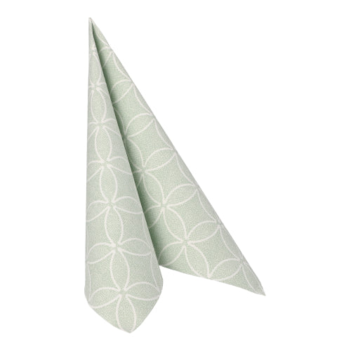 50 Servietten "ROYAL Collection" 1/4-Falz 40 cm x 40 cm jadegrün "Circle Flowers"
