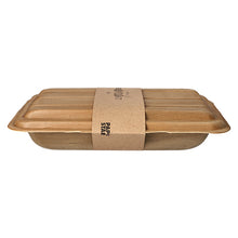 Lade das Bild in den Galerie-Viewer, 10 Trays, Palmblatt &quot;pure&quot; eckig 500 ml 6,5 cm x 17,5 cm x 25,5 cm mit Deckel und Banderole
