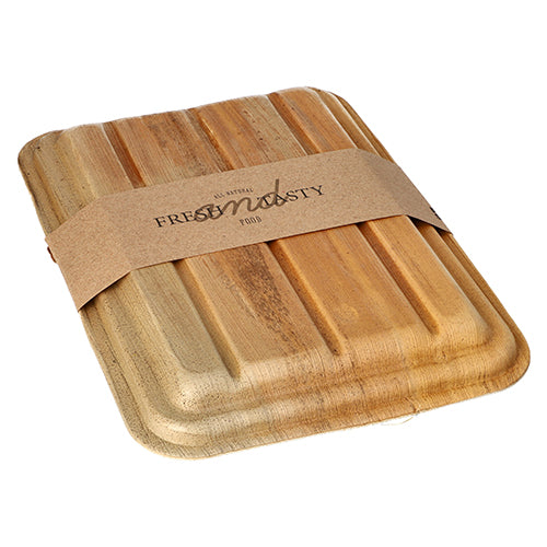 10 Trays, Palmblatt "pure" 2-geteilt 400 ml 5,5 cm x 17,5 cm x 25,5 cm mit Deckel und Banderole