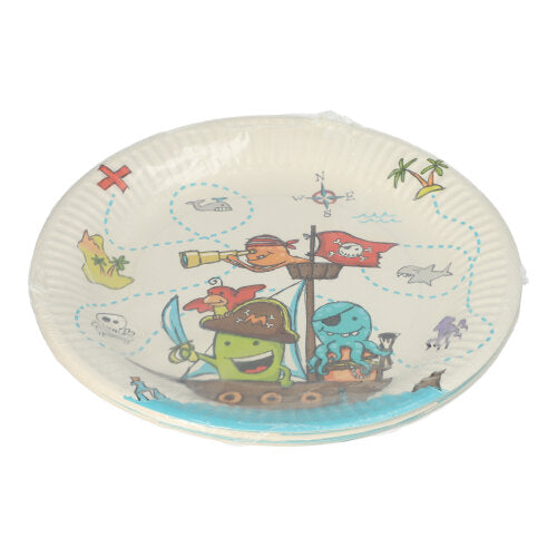 10 Teller, Pappe rund Ø 23 cm "Pirate Crew"