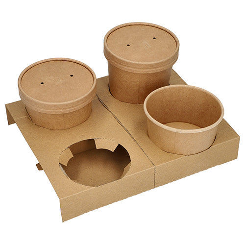 25 Tragetabletts, Pappe "pure" 3,6 cm x 19,8 cm x 24,1 cm braun für 4 Suppenbecher