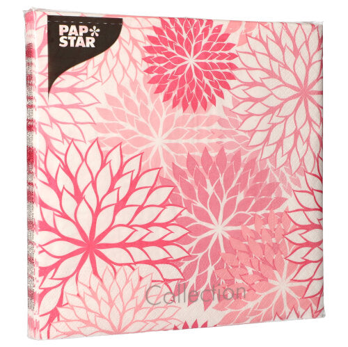 20 Servietten, 3-lagig 1/4-Falz 40 cm x 40 cm rose "Floralies"