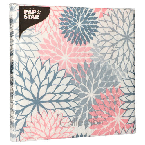 20 Servietten, 3-lagig 1/4-Falz 40 cm x 40 cm grau "Floralies"