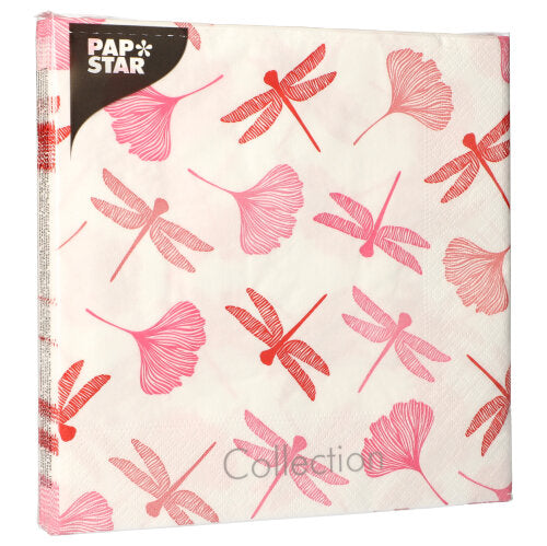20 Servietten, 3-lagig 1/4-Falz 40 cm x 40 cm rose "Ginko"