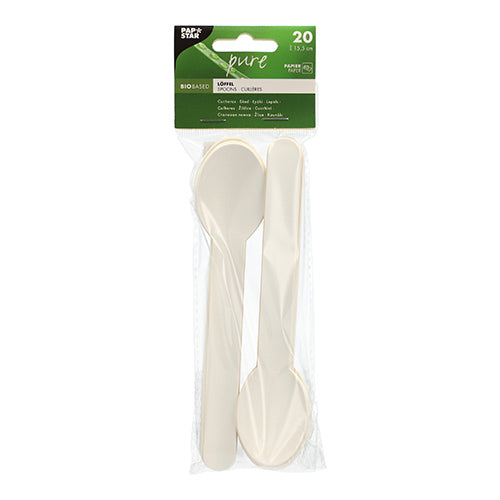 20 Löffel, Papier "pure" 15,8 cm weiss