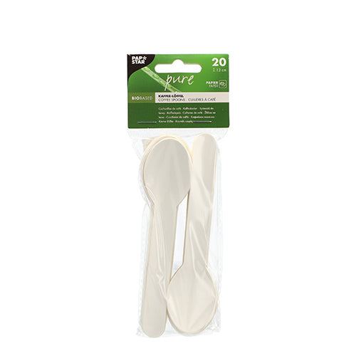 20 Kaffeelöffel, Papier "pure" 13 cm weiss