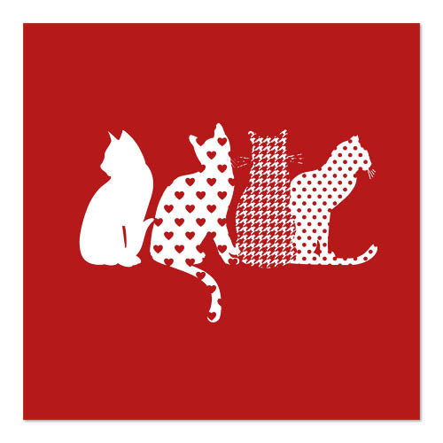 20 Servietten, 3-lagig 1/4-Falz 33 cm x 33 cm rot "Cats"