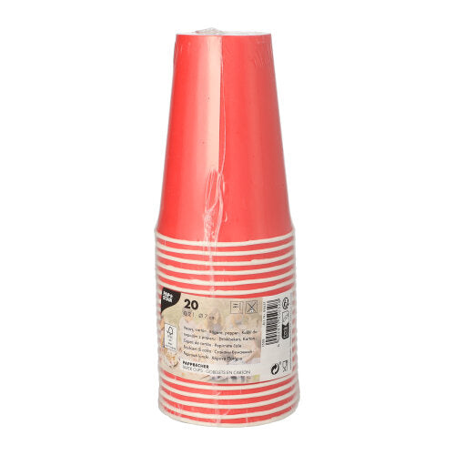 20 Trinkbecher, Pappe 0,2 l Ø 7 cm · 9,7 cm rot