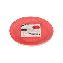 Lade das Bild in den Galerie-Viewer, 12 Teller, Pappe rund Ø 18 cm farbig sortiert - rot/fuchsia
