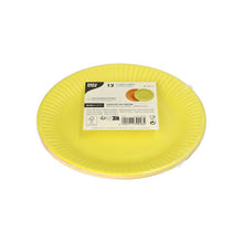 Lade das Bild in den Galerie-Viewer, 12 Teller, Pappe rund Ø 18 cm farbig sortiert - gelb/orange
