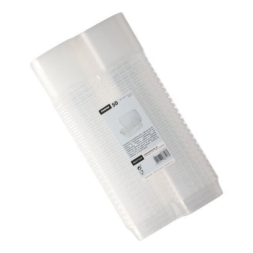 50 Feinkostbecher, PP eckig 200 ml 3,5 cm x 8,6 cm x 10,9 cm transparent mit Originalitätsverschluss