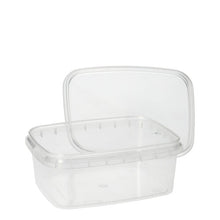 Lade das Bild in den Galerie-Viewer, 50 Feinkostbecher, PP eckig 250 ml 4 cm x 8,6 cm x 10,9 cm transparent mit Originalitätsverschluss
