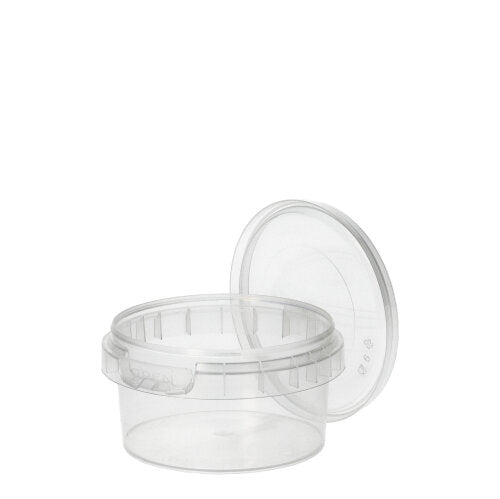 50 Feinkostbecher, PP rund 80 ml Ø 6,9 cm · 3,65 cm transparent mit Originalitätsverschluss