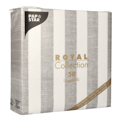 50 Servietten "ROYAL Collection" 1/4-Falz 40 cm x 40 cm grau "Lines"
