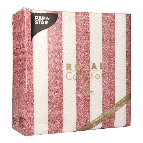 50 Servietten "ROYAL Collection" 1/4-Falz 40 cm x 40 cm bordeaux "Lines"