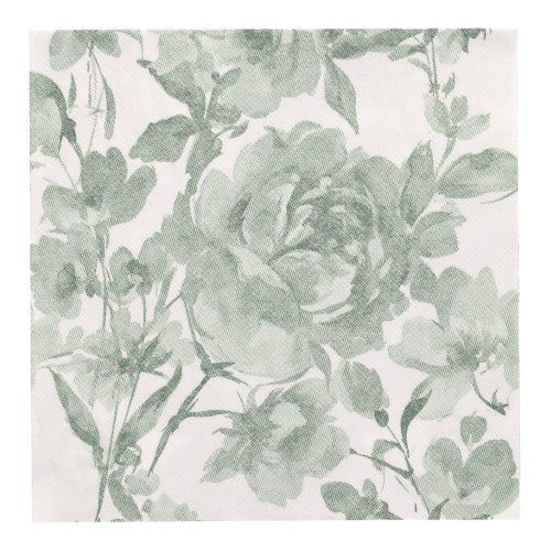 50 Servietten "ROYAL Collection" 1/4-Falz 40 cm x 40 cm dunkelgrün "Rose"