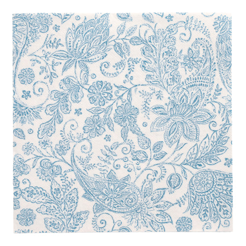 50 Servietten "ROYAL Collection" 1/4-Falz 40 cm x 40 cm blau "Paisley"