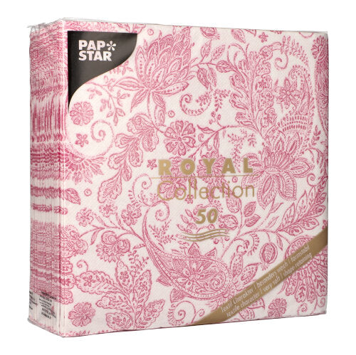 50 Servietten "ROYAL Collection" 1/4-Falz 40 cm x 40 cm fuchsia "Paisley"