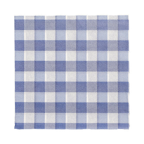 100 Servietten, 1-lagig 1/4-Falz 33 cm x 33 cm blau/weiss "Vichy Karo"