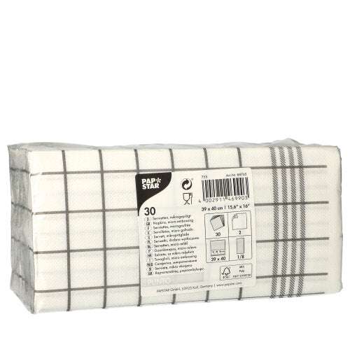 30 Servietten, 2-lagig "PUNTO" 1/8-Falz 39 cm x 40 cm grau "Kitchen Towel"