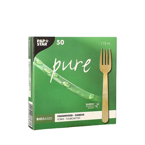 50 Fingerfood - Gabeln, Bambus "pure" 12 cm