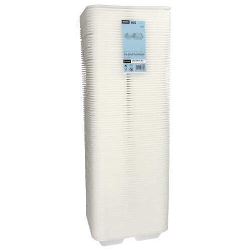 100 Siegelschalen, XPS 2-geteilt 1000 ml 4,2 cm x 21,2 cm x 24,7 cm weiss laminiert