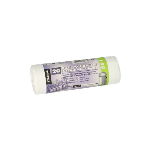 20 Müllbeutel, LDPE mit Duft 60 l 72 cm x 60 cm weiss - Lavender
