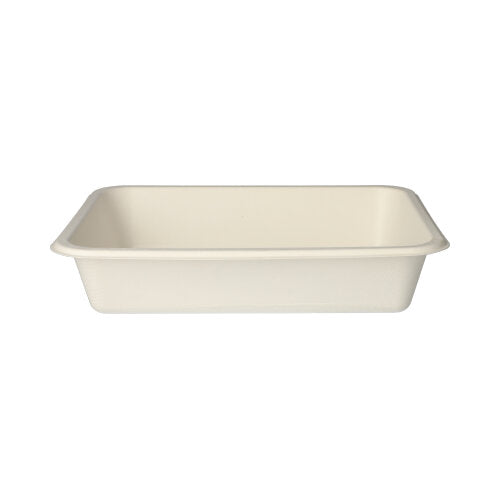 125 Siegelschalen, Zuckerrohr 1300 ml 4,5 cm x 17,5 cm x 22,5 cm weiss