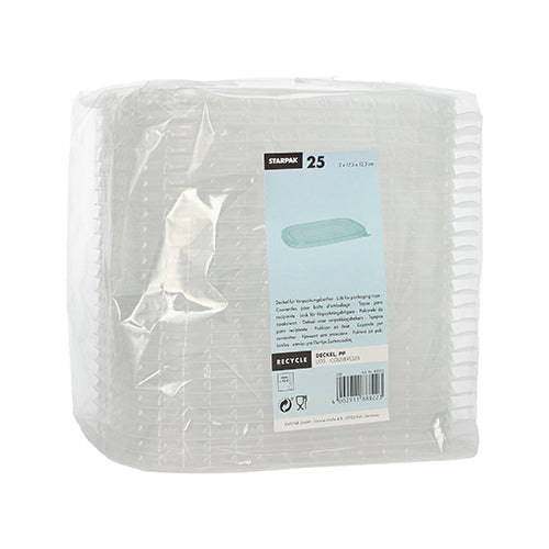 25 Deckel für Verpackungsbecher, PP rechteckig 1 cm x 17,3 cm x 12,3 cm transparent